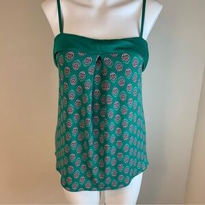 Banana Republic Factory Green Print Spaghetti Strap Casual Top- XS